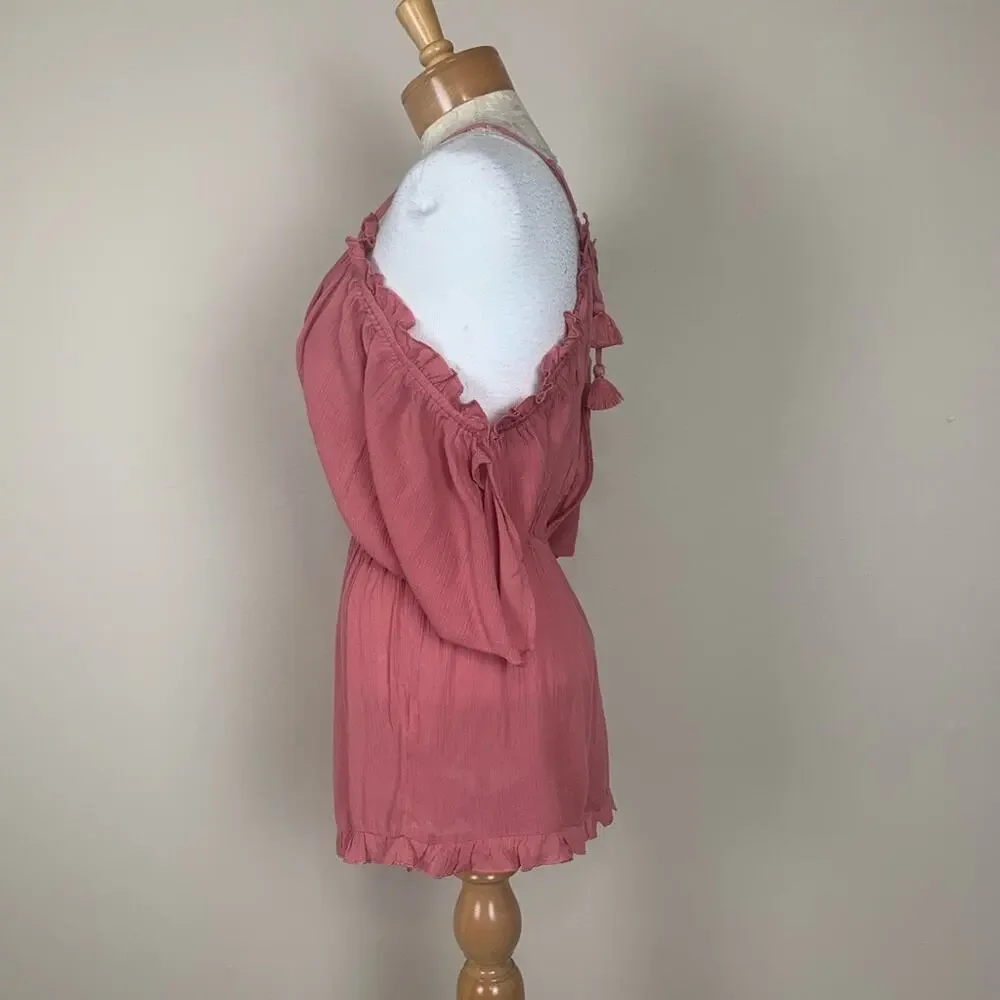 Top Shop Cold Shoulder Playsuit Pink Size Small